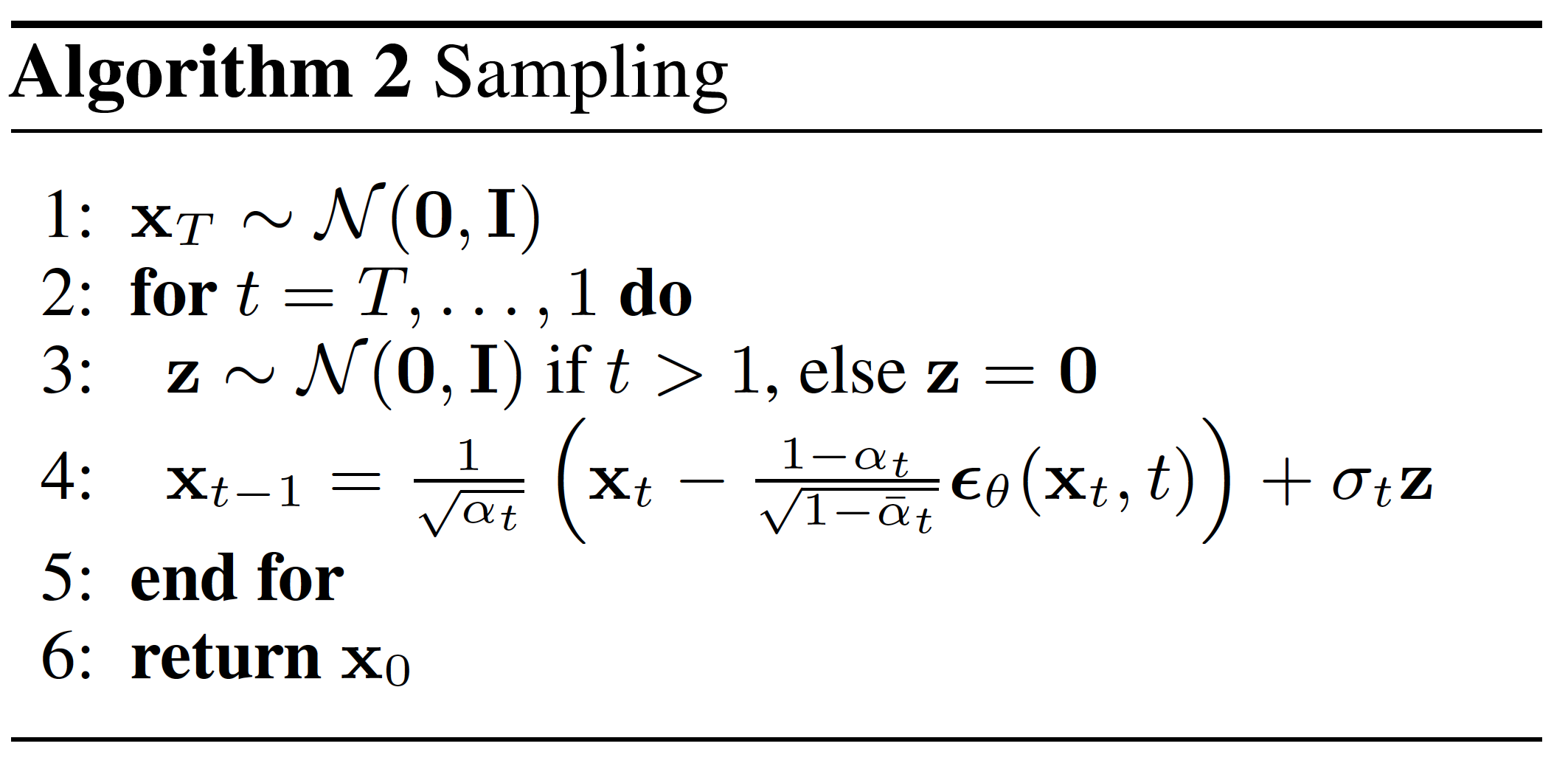 Figure 2: Sampling Algorithm for DDPM.